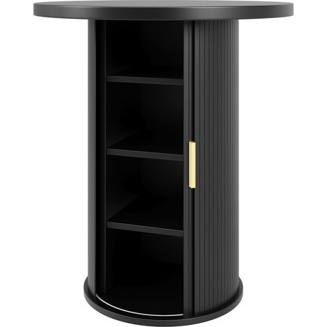 Table de bar ronde avec rangement, 91,6 cm de hauteur, MDF effet bois, capacité 75 kg pour salon et bar (1/5)