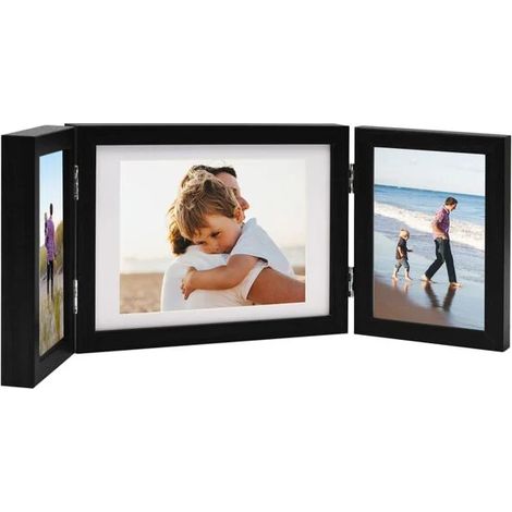 Cadre photo pliable noir, 22x15 cm + 2 (10x15 cm) (1/5)