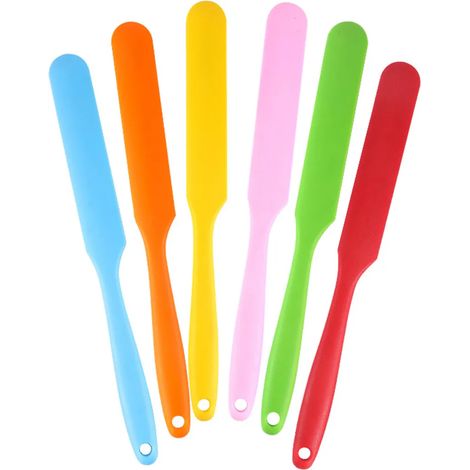 Juego de 6 espátulas de silicona, resistentes al calor, para pasteles, cremas, mantequilla, amasado, antiadherentes, flexibles, utensilios de repostería y cocina. (1/3)