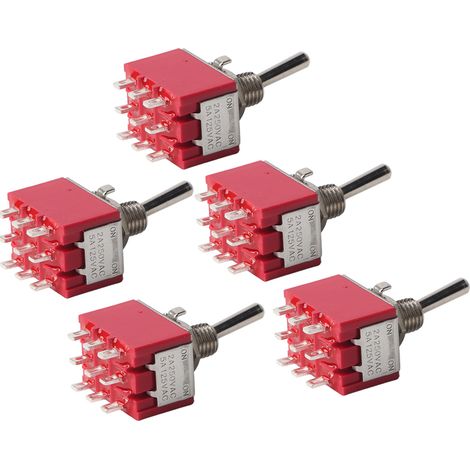 5 Stück ONON 2-Positionen-Kippschalter 3PDT 9-polig 6 mm 2 A/250 V AC 5 A/125 V AC (1/5)