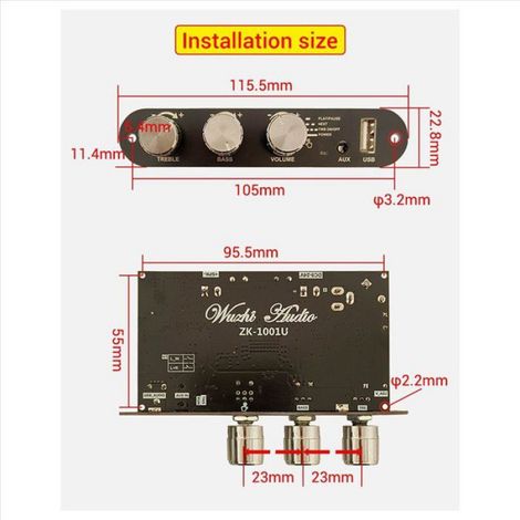 Module Amplificateur Bluetooth - 100 W Mono - TPA3116D2 - Bluetooth 5.3 - Entrée AUX USB U-Drive - Pour Haut-Parleur Extérieur - 2 Pièces (1/5)