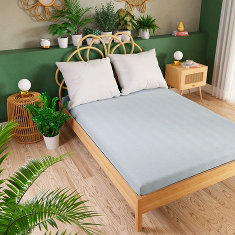 Drap-housse Dreamy Premium bleu jersey 180x200cm (1/2)
