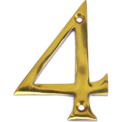 MASIDEF - CIVICO IN OTTONE LUCIDO 8cm N.4