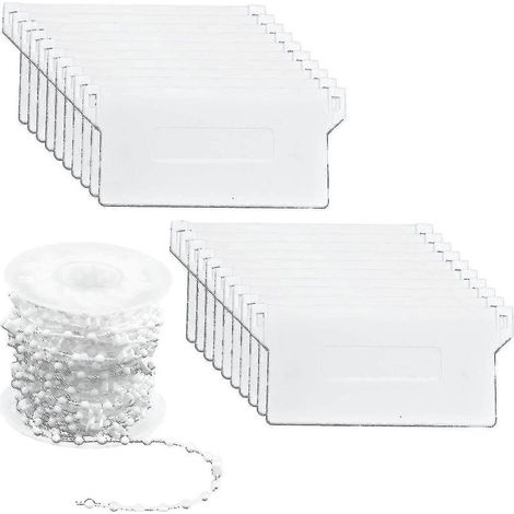 20 poids pour lamelles inférieures de stores verticaux (89 mm / 3,5 pouces) et 10 m de chaînettes en plastique pour stores verticaux (kit de réparation), blanc (1/2)
