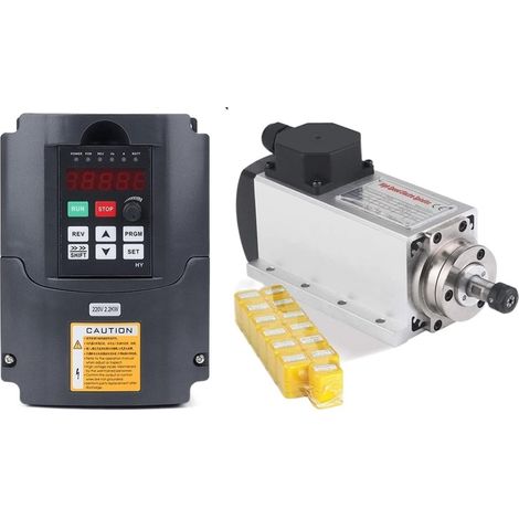 Kit de moteur de broche sans balais CNC Broche de refroidissement par Air carrée 1.5kw moteur de broche refroidi par Air + onduleur VFD + 13 pièces ER11 pince CNC Kit de broche de fraisage ( Color : 2 (1/5)