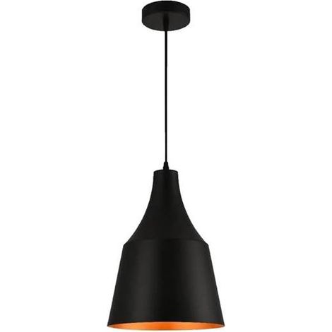 Lampadario A Sospensione Paralume A Cupola Portalampada E27 Moderno Nero (1/4)