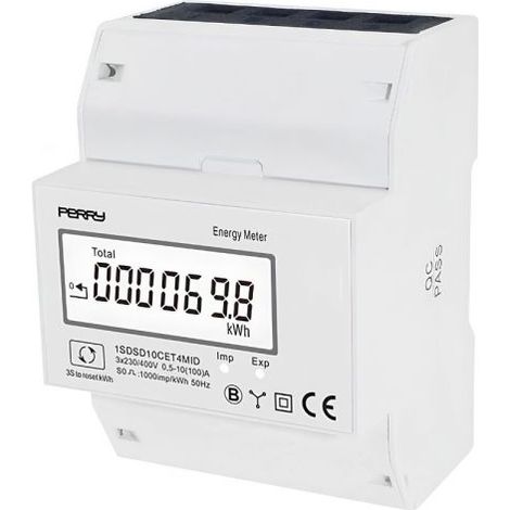 PERRY Contatore di energia trifase 100A con display digitale multifunzione 4 DIN, certificato MID - 1SDSD10CET4MID