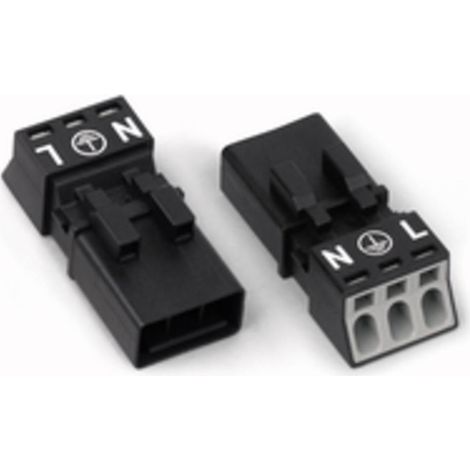 WAGO 890-213 Connettore di alimentazione WINSTA MINI Spina dritta Tot poli: 2 + PE 16 A Nero 1 pz. (1/4)