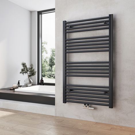 Heilmetz Radiador toallero de agua caliente 100 × 60 cm, 498 W, Antracita, calefacción central, Toallero Baño Radiador