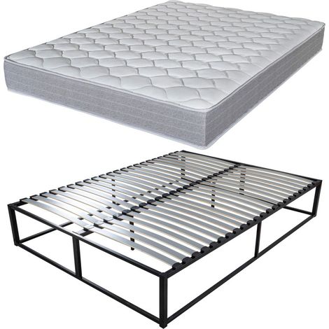 Sommier surélevé KIT27 + Matelas Madere - 140x190 - 40 lattes bois - Gain de place (1/5)