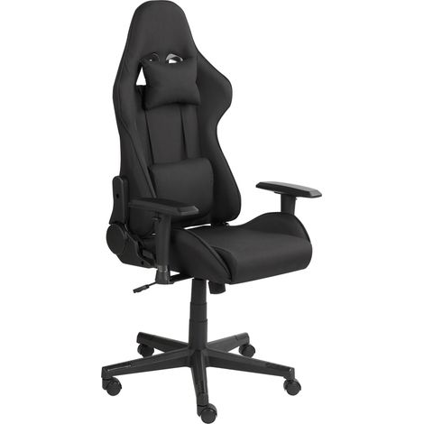Sedia da ufficio ergonomica in tessuto con braccioli regolabili nero Warrior