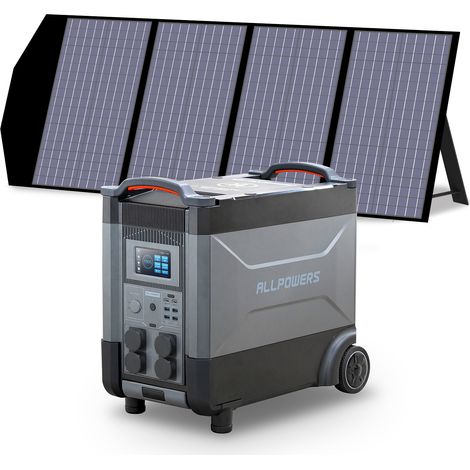 ALLPOWERS Station d'alimentation portable R4000 générateur solaire 3600Wh LiFePO4 batterie CA 4000W, charge rapide,extensible 21600 Wh avec panneau solaire 140W pour camping, maison pannes de courant