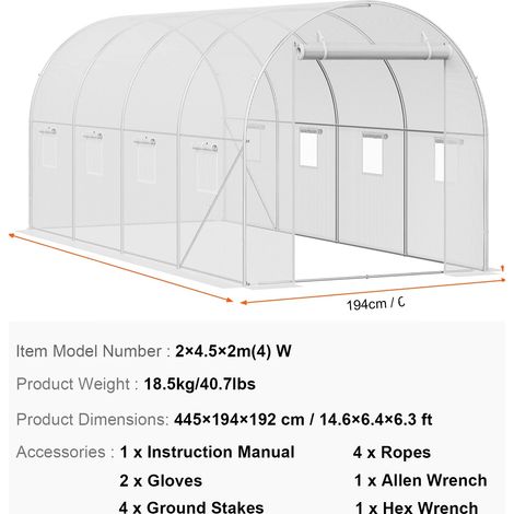 Invernadero, estructura robusta, ventilación eficiente, 15x7x7 blanco (1/2)