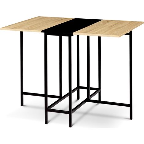 Klappbarer Konsolentisch EDI 2-4 Personen Buchenholzoptik und schwarz Industriedesign 103 x 76 cm