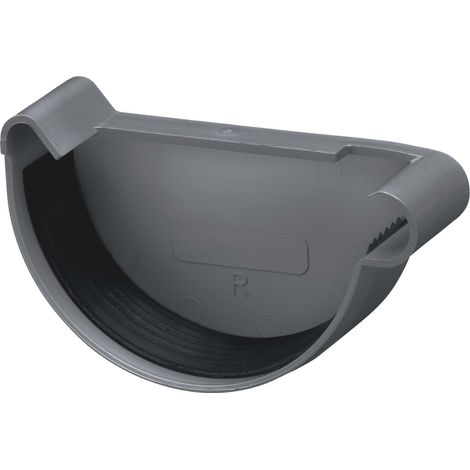 INEFA Dachrinnen Endstück halbrund, PVC Dachrinnenzubehör, einfache Steckmontage, Made in Germany - NW100 / 100mm, rechts Anthrazit