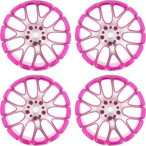 4 jantes en alliage d'aluminium 52mm pour voiture radiocommandée Tamiya TT-01 échelle 1/10 - Couleur rose (1/5)