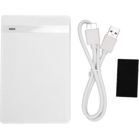 Boîtier externe pour disque dur 2,5 pouces USB 3.0, Plug and Play, coque HDD mobile, adaptateur pour Windows et OS, blanc (1/5)