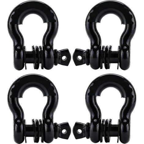 4 Pieces Shackle 4x4, 4.75 Ton Lifting Shackle, 3/4" Towing Shackles, 4x4 Shackles, Galvanized Steel Shackles for Car Truck (Black) (1/5)
