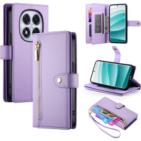 Custodia a libro con tasca a portafoglio e cerniera per Xiaomi Redmi Note 15 Pro 5G, colore viola. (1/5)