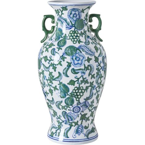 Flower Vase White and Blue Porcelain Decorative Table Accessory Antique Vintage SEGOWIA