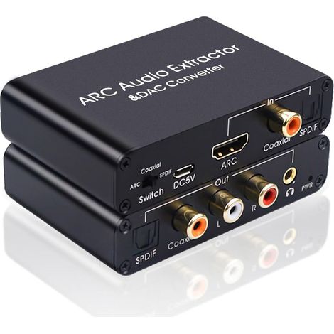 Extraction audio HDMI ARC, convertisseur numérique-analogique AMANKA DAC 192 kHz, convertisseur HDMI ARC optique/SPDIF coaxial stéréo L/R jack 3,5 mm pour TV (1/5)