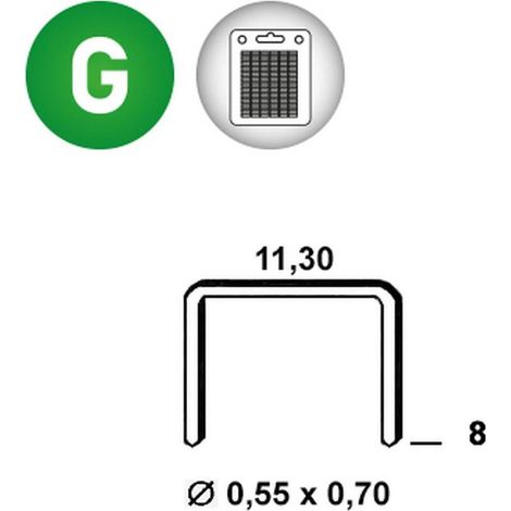 1 000 Agrafes Galvanisées Vx-08 - 11.30x8x0.55x0.7 mm - D-Work (1/5)