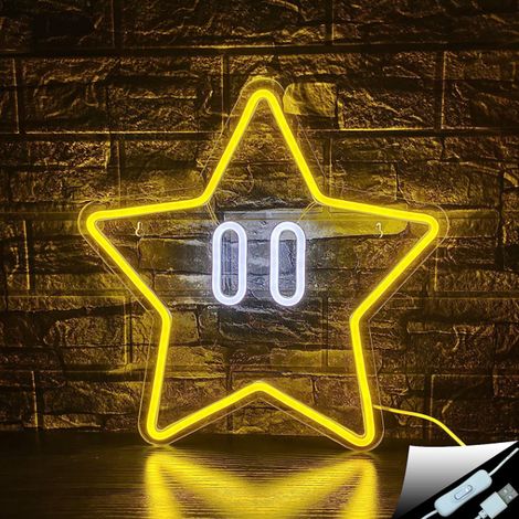 Enseigne lumineuse étoile, enseigne lumineuse gaming pour la décoration de salle de jeux (1/5)