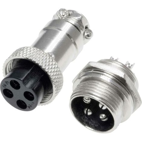 Pollin 453553 Connecteur rond embase femelle, mâle Nombre total de pôles: 4 1 set D733492 (1/4)