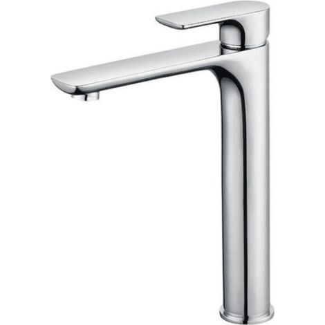 Robinet de lavabo design avec bec haut, grand robinet de salle de bain chromé avec aérateur amovible, robinet de lavabo en laiton, robinet de salle de bain haut. (1/4)