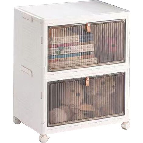 Étagère de rangement pliable à double niveau LEDANDER,étagère à chaussures,boîte à chaussures transparentearmoire de rangement diverse.39x28x44.5CM (1/5)