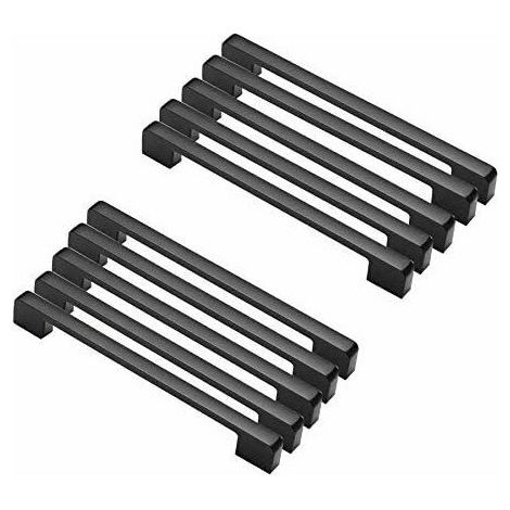 royaluxe - 10pcs poignées de porte noir en Alliage de zinc Poignées T Bar Bâton Cuisine Armoire Entraxe de Trous 192mm (1/5)