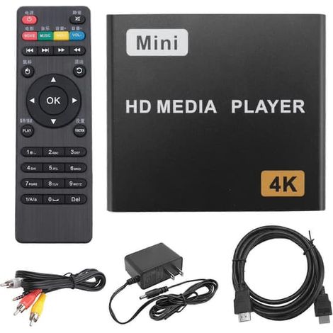 Mini lecteur multimédia 4K avec disque dur, lecture vidéo numérique 1080p horizontale et verticale, lecteur USB/carte SD, prise US. (1/5)