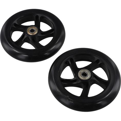 Lot de 2 roues de scooter, 125 mm à 200 mm avec roulements pour scooters, patins à roulettes, chariots, diamètre du trou central 8 mm (125 mm x 24 mm, noir) (1/5)