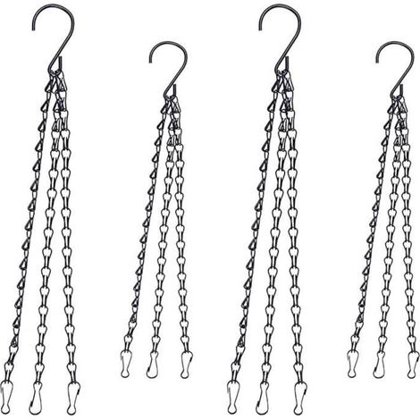 4 Set Chaîne de Panier Suspendu Métal Pots à Suspendre pour Fleur Décoration Jardin Intérieur Extérieur Style Bohême 578 (1/4)