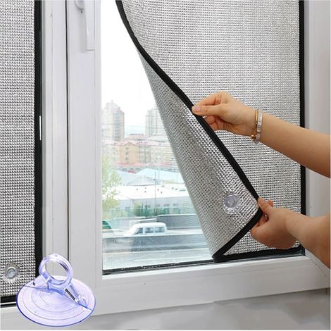 Film Isolant en Aluminium Réfléchissant - Protection Solaire et Thermique pour Fenêtre avec Ventouses - Occultant pour Véranda/Salle De Bain - 80x120cm/3147in