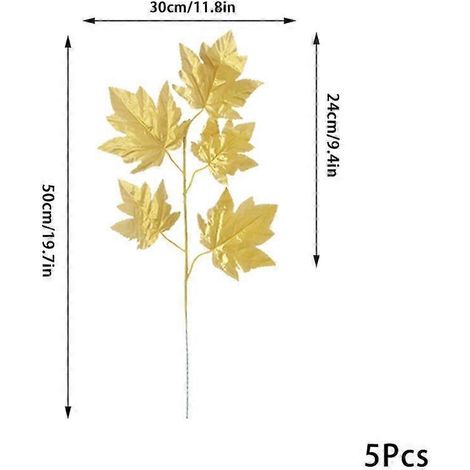 pièces de feuilles dorées dispersées, composition florale artificielle tropicale pour la décoration intérieure.