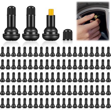 Lot de 100 valves en caoutchouc TR412 universelles à clipser pour pneus de voiture, moto (TR412) (1/5)