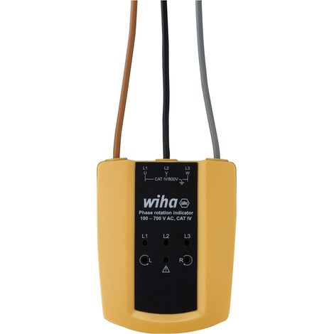 Wiha Drehfeldrichtungsanzeiger 100 - 700 V AC, CAT IV I 3 Phasen mit nur einer Prüfung I LED-Anzeige (45221)