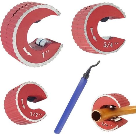 Jeu de Coupe Tube Cuivre, Avec Fraise de Diamètre 1/2, 3/4, 1 Pouce, Lame de Coupe de 152 mm, Coupe Lisse, Coupe Tubes Rouge, Convient (rouge) (1/4)