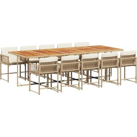 Maison Exclusive - 11-tlg. Garten-Essgruppe mit Kissen Beige Poly (1/5)