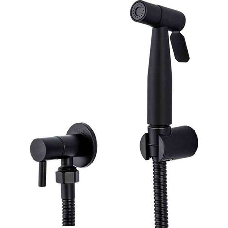 Tragbarer schwarzer Bidet-Sprühkopf – Edelstahl – WC-Armatur – Schattierungsventil (1/4)