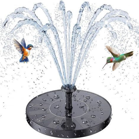 Fontaine Solaire Flottante 1,5 W  Pompe Solaire pour Bain d'Oiseaux Aquarium Jardin Étang (1/5)