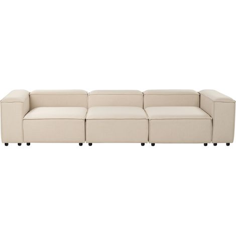 Sofá modular 3 plazas moderno patas negras tapizado tela poliéster beige Ardal