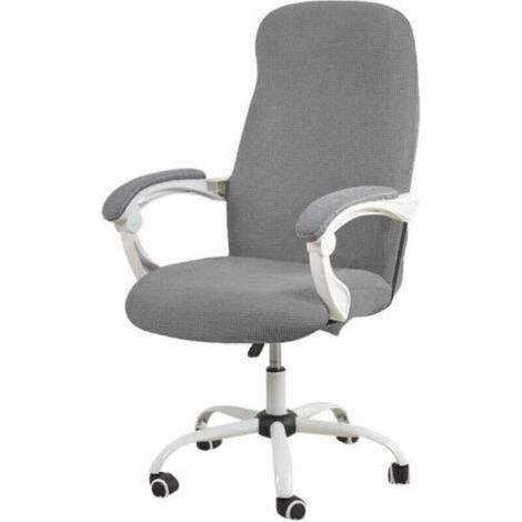 Housse de chaise de bureau extensible en jacquard gris imperméable – M-Colour, pour fauteuil avec ou sans accoudoirs (1/5)
