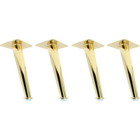 Pieds de meubles fuselés, adaptés aux lits, canapés et armoires, dorés, 18 cm, lot de 4. (1/3)
