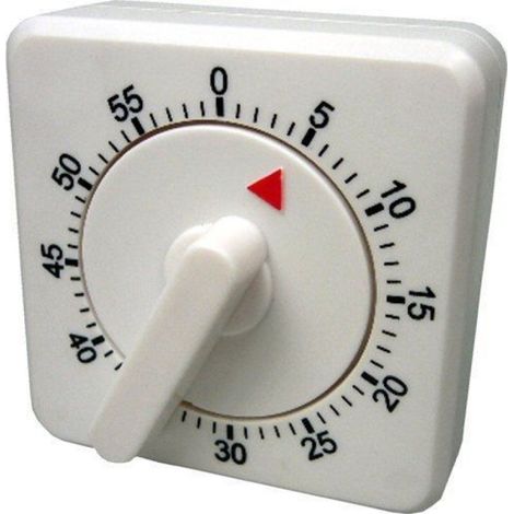 Minuteur Analogique - Blanc - 60 Minutes - Pour Cuisine Bureau Atelier - 1 Pièce