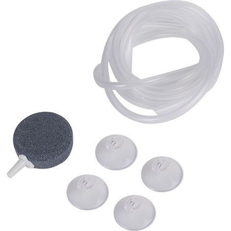Kit pompe oxygène aquarium – pierre air + tuyau 2M + ventouses + raccords (1/5)