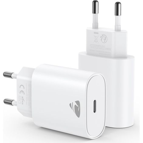 2Pack Chargeur USB C, 20W Prise USB C Rapide Secteur Mural Alimentation Adaptateur USBC pour iPhone 17 16 15 14 13 12 11 Pro Max XR XS Pad Tablette Ordinateur Portable (1/5)