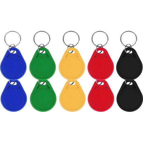 Lot de 10 Porte-clés RFID 13,56 MHz en ABS avec étiquette NFC 1K pour Contrôle d'Accès (Mélange de Couleurs) (1/4)