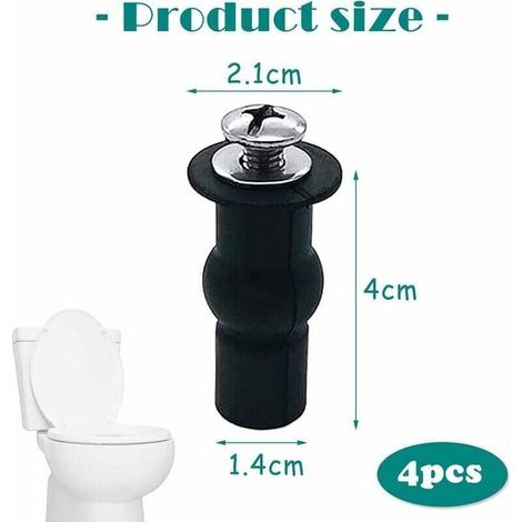 4 Pièces Fixation Cuvette WC. Abattant WC Fixations Charnières. Abattant. Charniere Vis. Extensible Caoutchouc Vis Fixation. (1/4)